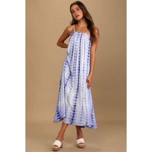 Brand New Summer Blue Tie-Dye Maxi Dress